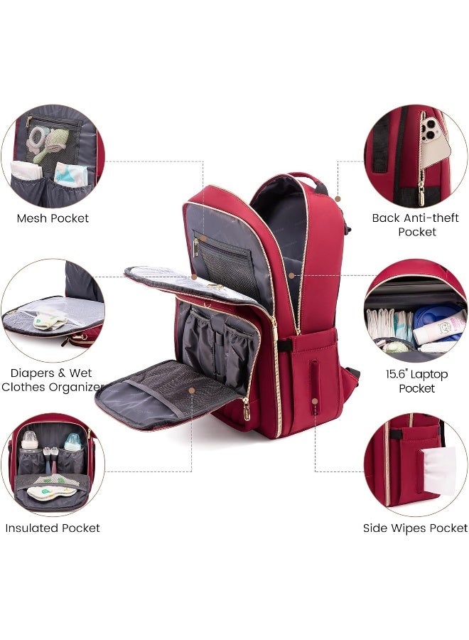 LOVEVOOK Diaper Bag Backpack, Quilted Baby Bag with Changing Pad & Pacifier Holder, Waterproof Travel Diaper Bags with USB Charging Port for Baby Boys Girls, Stylish and Large Capacity - Image 2