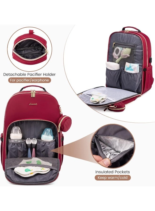 LOVEVOOK Diaper Bag Backpack, Quilted Baby Bag with Changing Pad & Pacifier Holder, Waterproof Travel Diaper Bags with USB Charging Port for Baby Boys Girls, Stylish and Large Capacity - Image 3