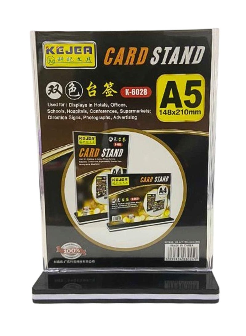 Kejea حامل بطاقة A5 لوحة إعلانات عمودية جودة حامل 148x210 مم يستخدم للعرض في الفنادق والمكاتب والمدارس والمستشفيات والمؤتمرات والسوبرماركت، لافتات الاتجاهات والصور والإعلانات وغيرها - Image 1