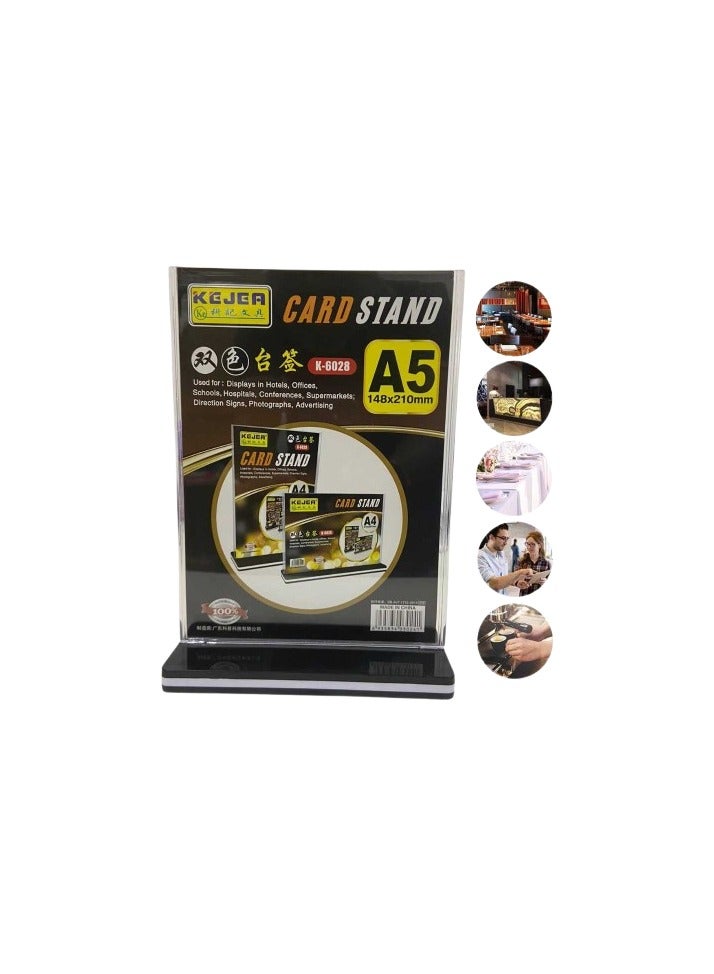 Kejea حامل بطاقة A5 لوحة إعلانات عمودية جودة حامل 148x210 مم يستخدم للعرض في الفنادق والمكاتب والمدارس والمستشفيات والمؤتمرات والسوبرماركت، لافتات الاتجاهات والصور والإعلانات وغيرها - Image 2
