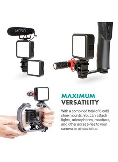 LED-XS Camera Light and VB05 Cold Shoe Extension Bar - LED Video Light and Cold Shoe Mount for Gimbal Tripod - Smartphone Vlogging Gear Compatible with DJI Osmo, GoPro, DSLR, iPhone, and Android