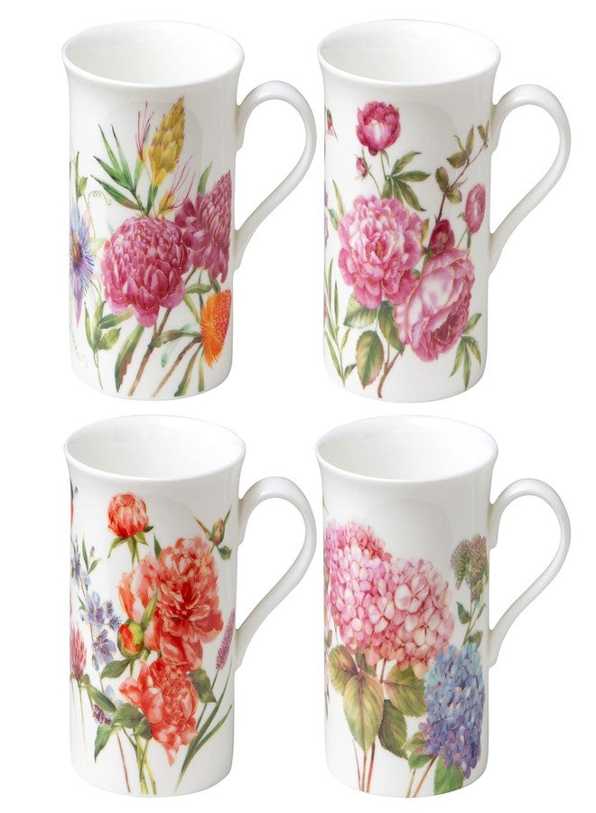 Grace Teaware Bone China Coffee Tea Mugs 9-Ounce, Assorted Set of 4 (Beautiful Garden) - Image 1