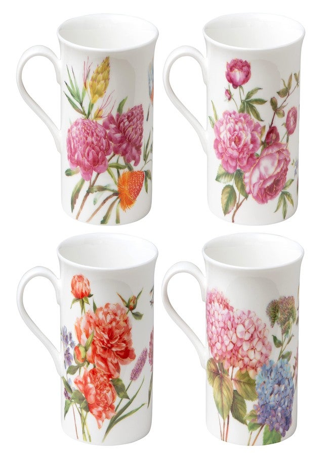 Grace Teaware Bone China Coffee Tea Mugs 9-Ounce, Assorted Set of 4 (Beautiful Garden) - Image 2
