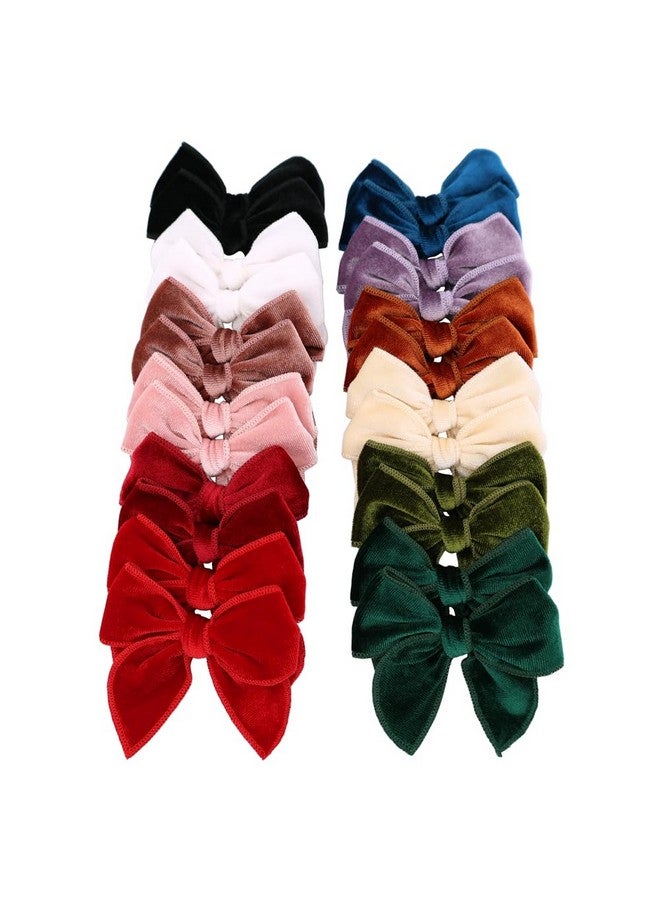 Sugarmelon Velvet Bow Hair Clips Barrettes for Baby Girl, Alligator Clip Accessories for Toddler Kids Little Girl Teens Women (Velvet Fable 3inch 24 pcs) - Image 1