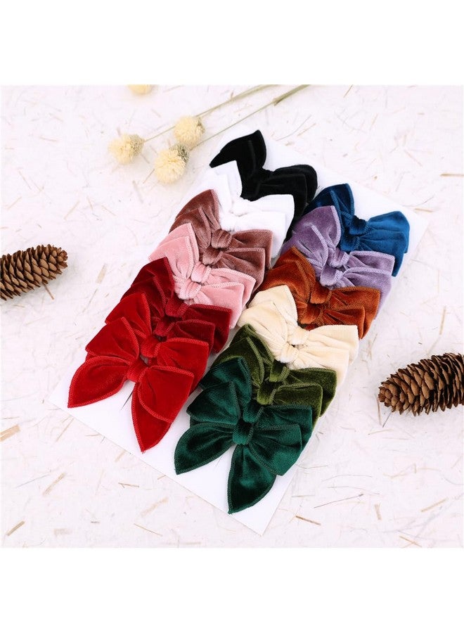 Sugarmelon Velvet Bow Hair Clips Barrettes for Baby Girl, Alligator Clip Accessories for Toddler Kids Little Girl Teens Women (Velvet Fable 3inch 24 pcs) - Image 4