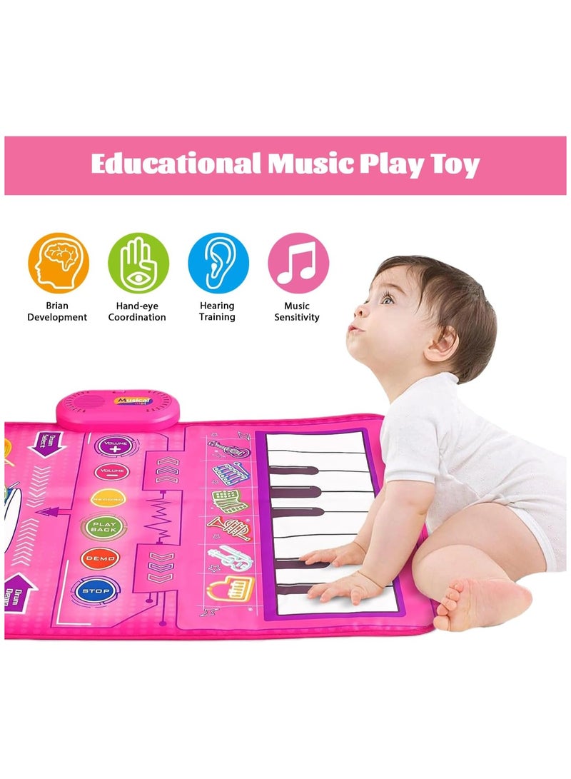 1 Year Old Girl Gifts, Piano Mat Baby Toys for 1 Year Old Girl, 2 in 1 Toddler Music Mat with Keyboard & Drum, Early Educational Musical Toys First Birthday Gifts for 1 2 Year Old Girls & Boys - Image 2