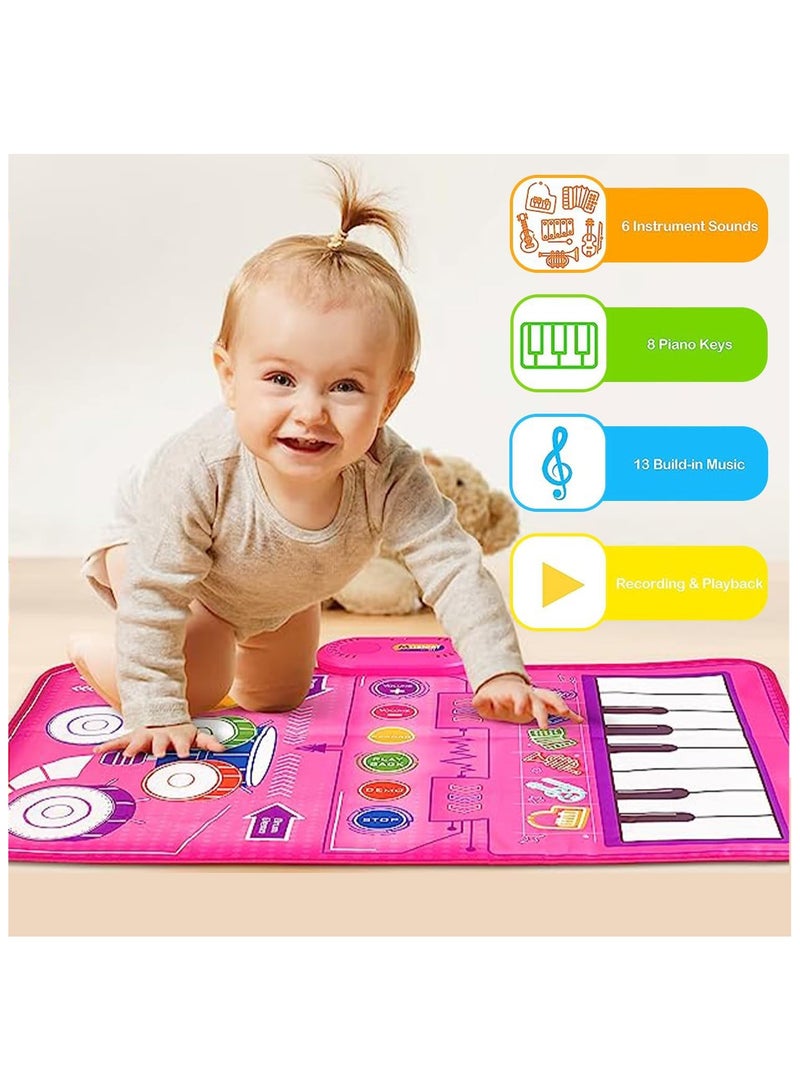 1 Year Old Girl Gifts, Piano Mat Baby Toys for 1 Year Old Girl, 2 in 1 Toddler Music Mat with Keyboard & Drum, Early Educational Musical Toys First Birthday Gifts for 1 2 Year Old Girls & Boys - Image 3