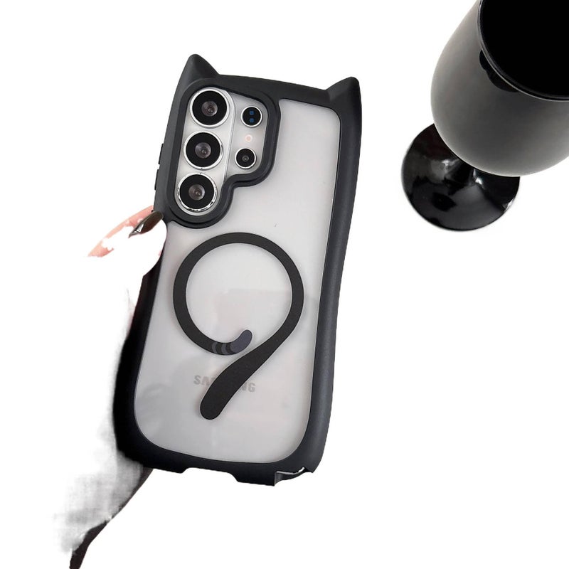 غطاء MagSafe بAcrylic لـ Samsung S26 Ultra / Samsung S26 مع حماية من السقوط ومغناطيس قوي مع مقاوم للصدمات مع مقاوم للخدش باللون وردي مغناطيسي من الأكريليك - Image 3