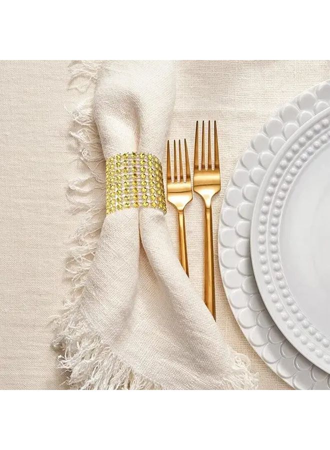 خواتم مناديل ذات ربطات حجر الراين الأخضر 10 قطع حامل مناديل لحفلات الزفاف ديكور - Image 5