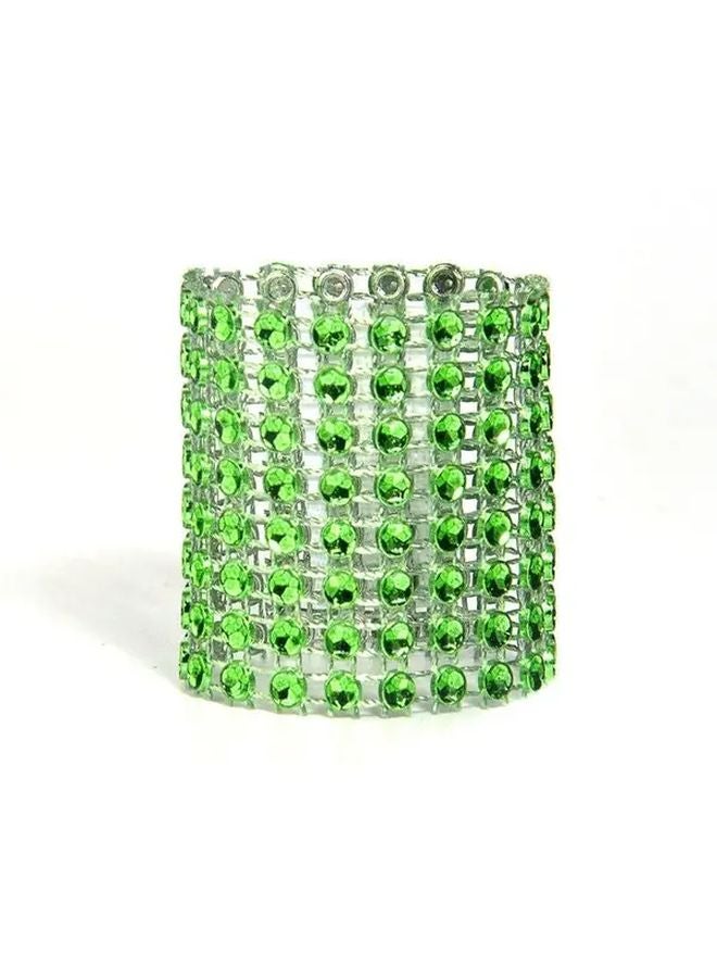 خواتم مناديل ذات ربطات حجر الراين الأخضر 10 قطع حامل مناديل لحفلات الزفاف ديكور - Image 1