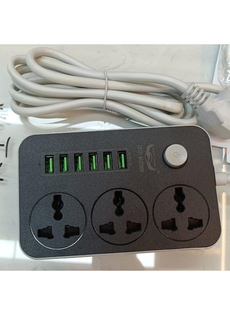 M MCIRCO M MCIRCO Extension BoardPower Strip with 20W Fast PD2500W 10A Extension Cord with 3 Universal Socket 38W USB Fast Charging PortsMulti Port Extension with USB Port 2M Power Cord Multi  - Image 3