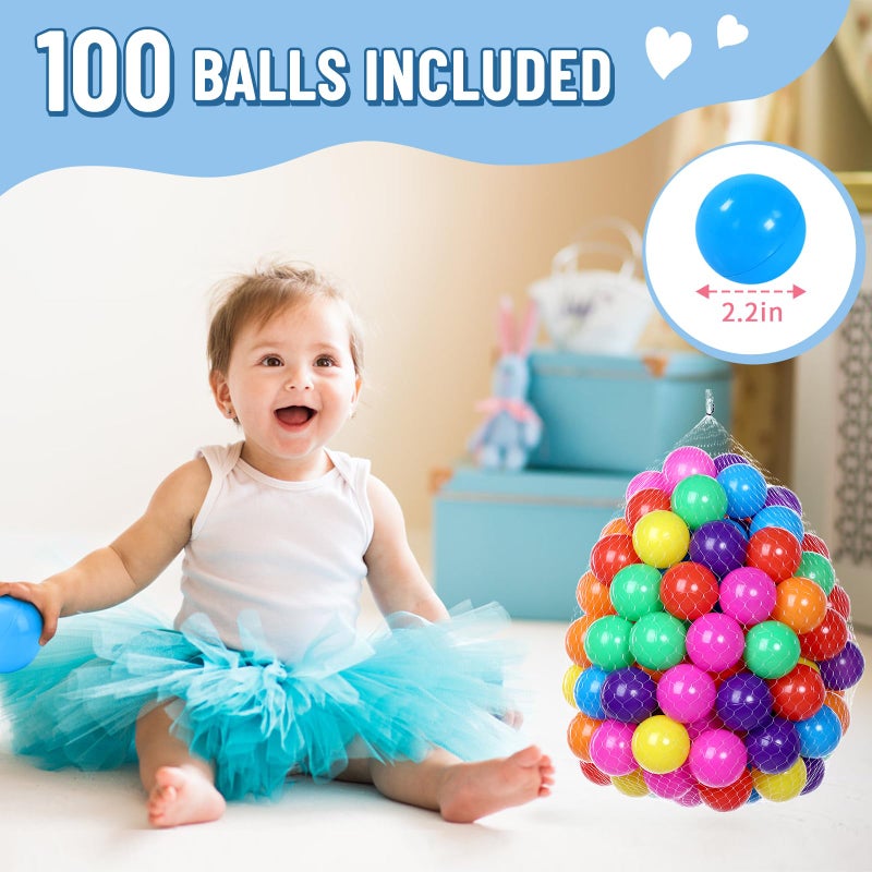 Wilwolfer Foam Ball Pit for Toddlers with 100 Balls Large Baby Ball Pit for Babies with Soft Memory Sponge Indoor Outdoor Baby Playpen Kids Play Ball Pool - Image 3
