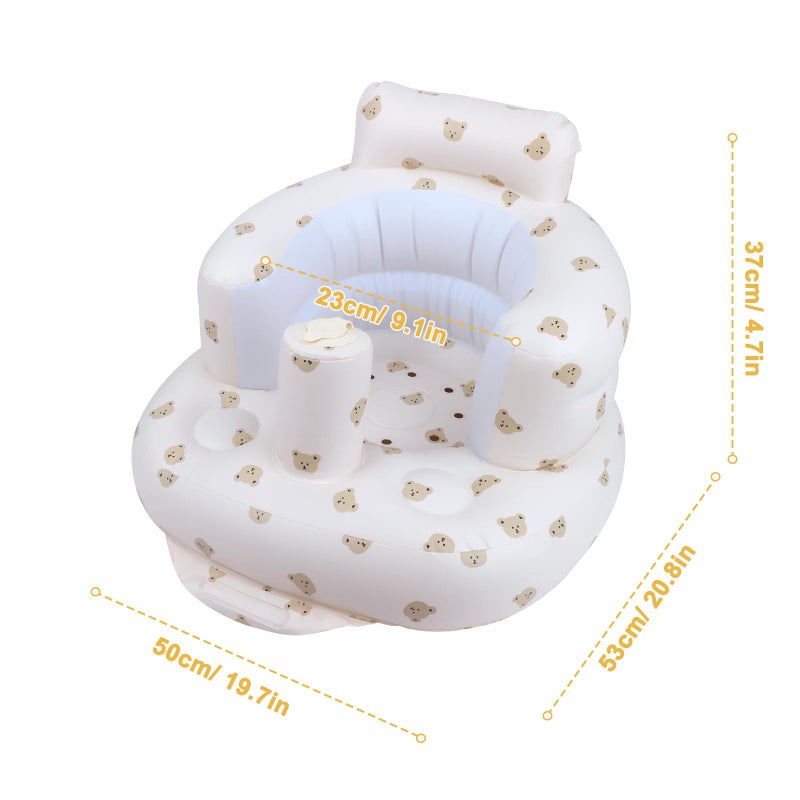 Ekepe Baby Inflatable Seat With Suction Cups For Babies 3 Months & Up  Baby Floor Seats For Sitting Up With Built In Air Pump  Blow Up Baby Chair For Infants - Bear Head - Image 4