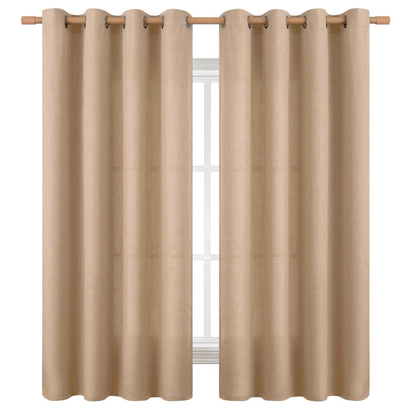 BGment Curtains 63 Inch Length 2 Panels Set for Bedroom  Grommet Thick Linen Look Burlap Textured Light Filtering Privacy Window Drapes for Farmhouse Living Room  52 x 63 Inch  Tan - Image 1