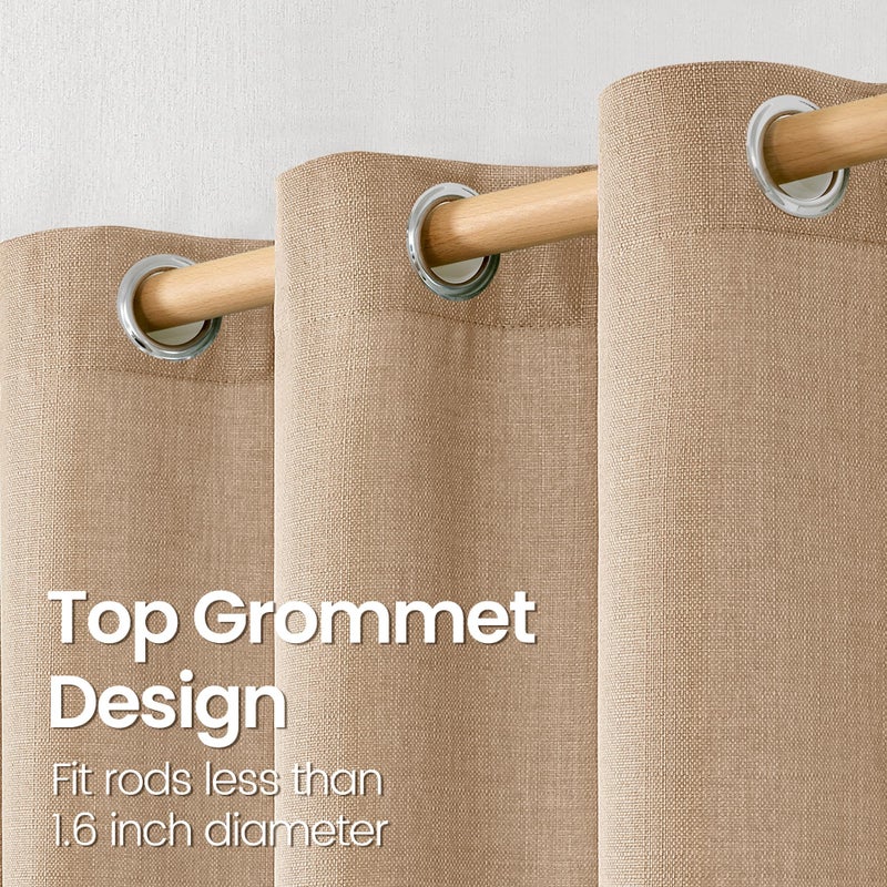 BGment Curtains 63 Inch Length 2 Panels Set for Bedroom  Grommet Thick Linen Look Burlap Textured Light Filtering Privacy Window Drapes for Farmhouse Living Room  52 x 63 Inch  Tan - Image 5