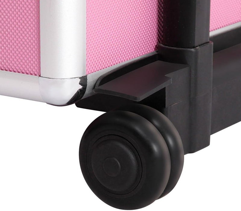 Rolling Makeup Train Case, 4 in 1 Professional Cosmetic Travel Case Trolley Large Makeup Storage Organzier Box with Wheels and Keys - Image 2