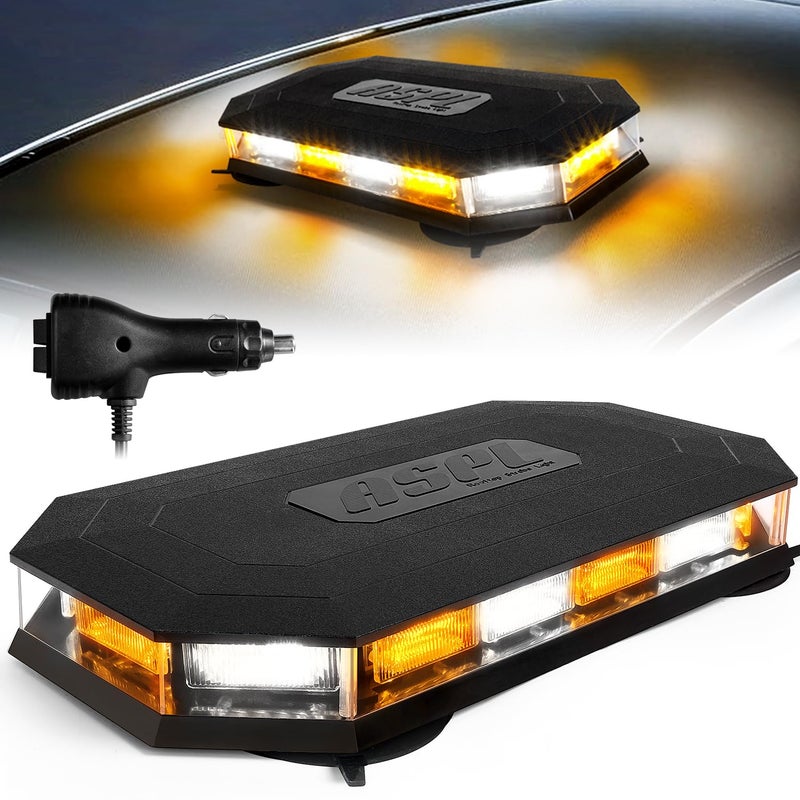 ASPL 165 Inch Roof Top Beacon Emergency Strobe Light 56 LED Magnetic Warning Caution lights bar Traffic Hazard Plow Light for Trucks Vehicles Construction Snowplow AmberWhite