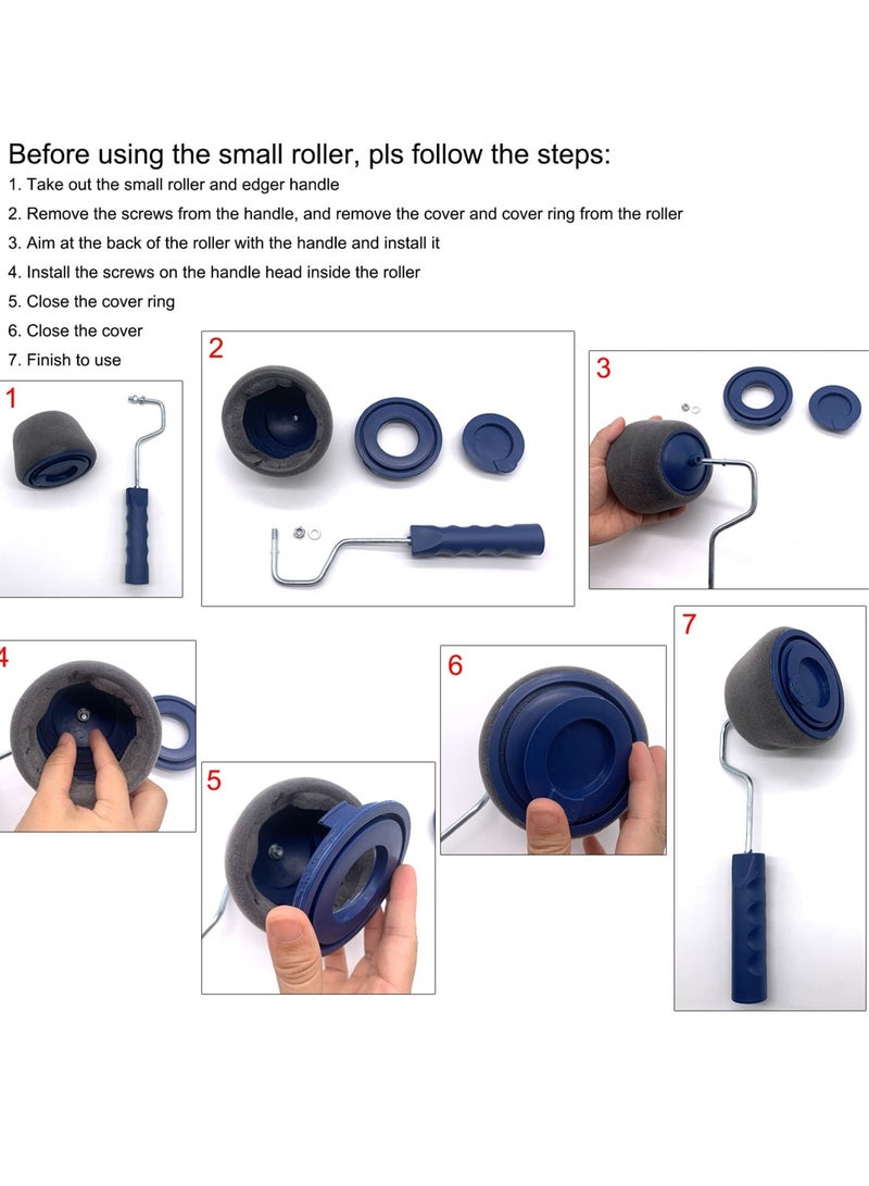 Barakah طقم رول طلاء عالمي 9 قطع، أداة لتلوين الجدران والأسقف، طقم فرشاة طباعة الجدران DIY مع فرشاة Paint Runner Pro - Image 2