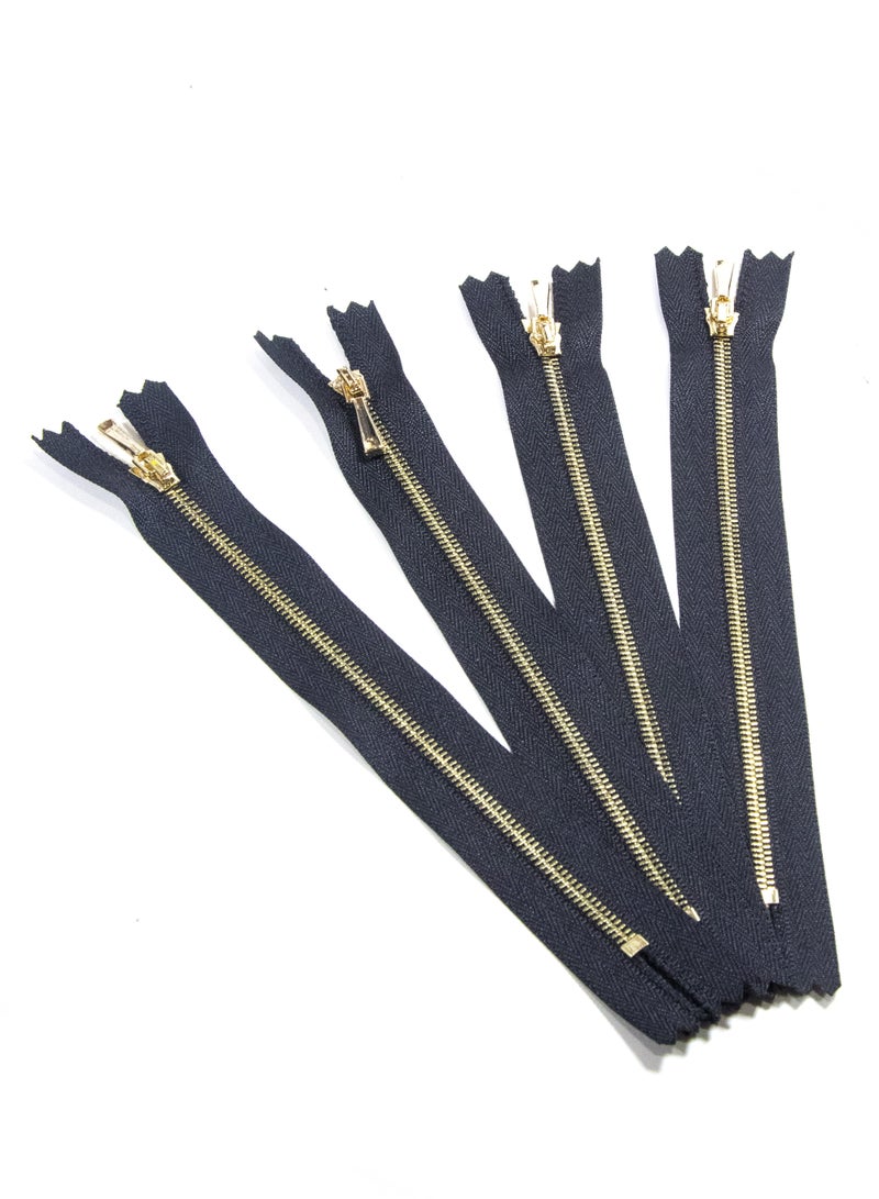 Premium Metal Zipper No.1 - 4pcs - 20cm Heavy-Duty Zippers for Sewing, Crafts & Fashion Accessories (Black+Gold) - Image 3