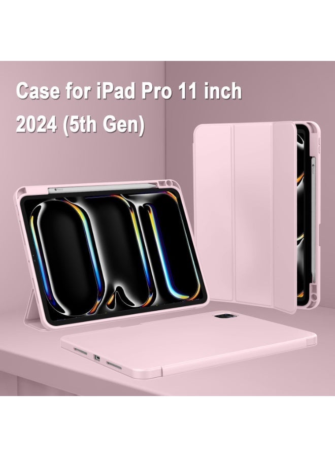 TIGER Chic iPad Pro 13 Inch 2024 Case – Slim Magnetic Trifold Stand Cover with Pencil Slot, USB-C Pencil Charging Support, Auto Wake/Sleep Feature, Touch ID Access, Smart Protective Cover for Desk or Travel (Pink) - Image 3