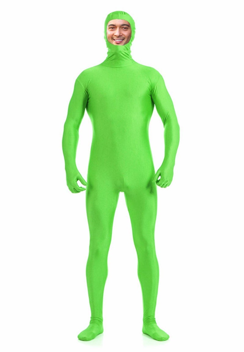 DreamHigh Mens Womens Polyester Spandex Full Body Costume Zentai SuitOpen Face Lime Green L