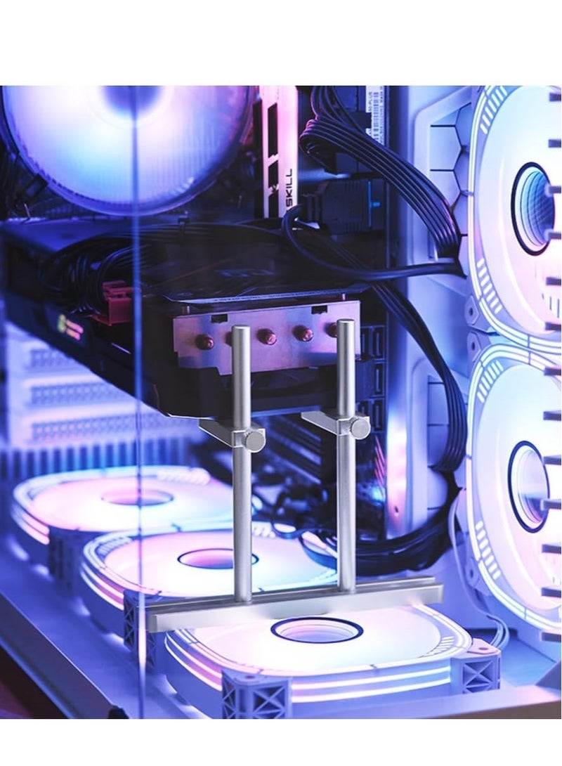 Captaintech Graphics Card GPU Support Bracket, Adjustable Enhanced Aluminum GPU Sag Bracket Video Card GPU Stand Holder Graphics Card Support with Dual Stand (Silver 128mm) - Image 2