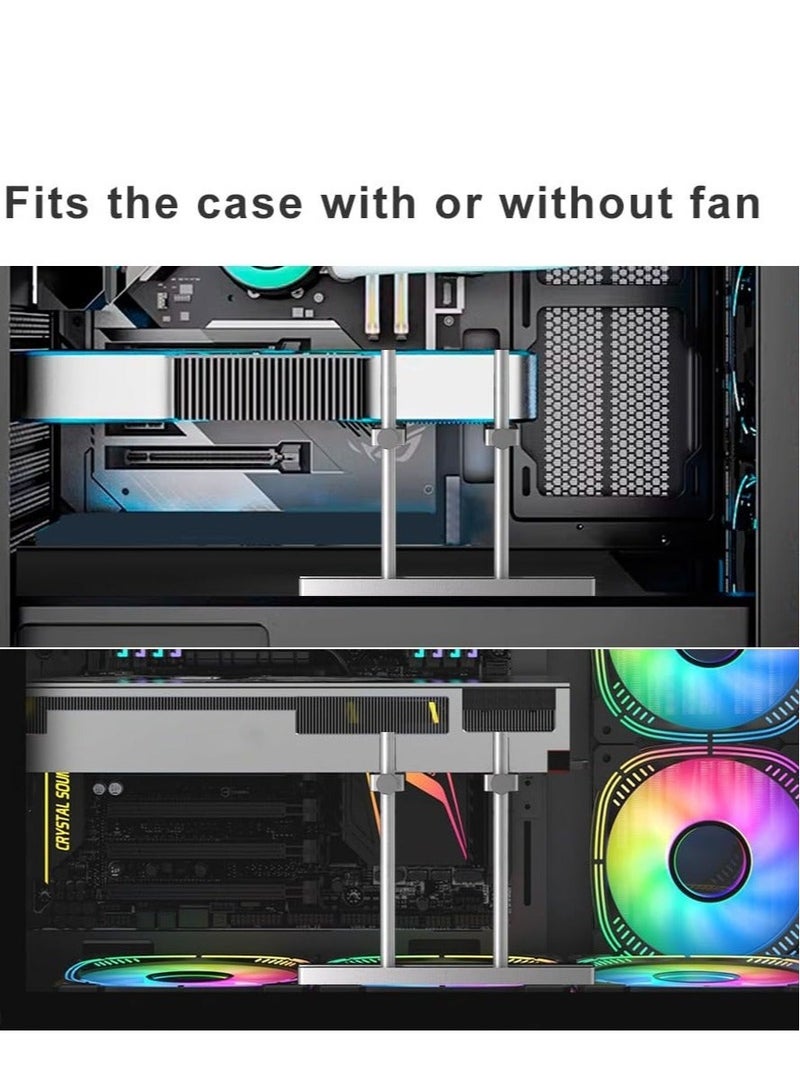 Captaintech Graphics Card GPU Support Bracket, Adjustable Enhanced Aluminum GPU Sag Bracket Video Card GPU Stand Holder Graphics Card Support with Dual Stand (Silver 128mm) - Image 3