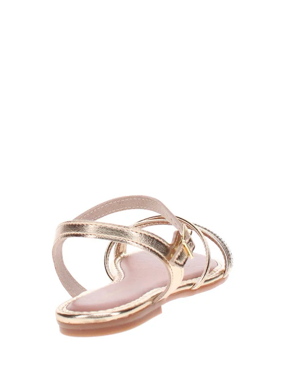 موليكينها Molekinha Infant Girls Sandals With Back Strap Gold | Made In Brazil