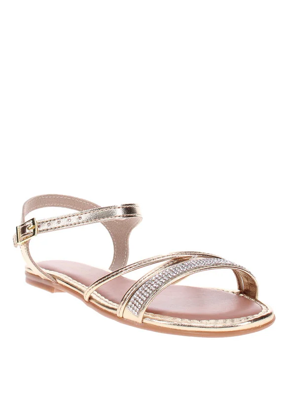 موليكينها Molekinha Infant Girls Sandals With Back Strap Gold | Made In Brazil