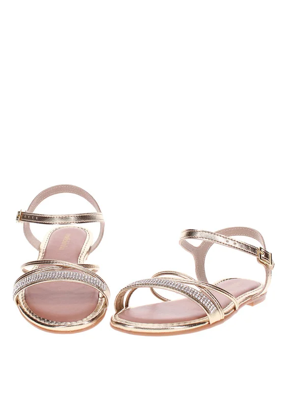 موليكينها Molekinha Infant Girls Sandals With Back Strap Gold | Made In Brazil