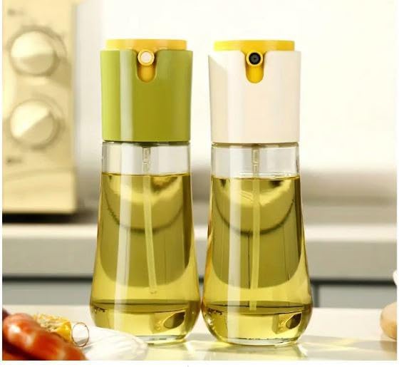 REZOVA 2 in 1 Olive Oil and Dispenser Bottle for Kitchen, Glass With Premium Nozzle, Sprayer for Air Fryer, Salad, Roasting, 300ml - Image 2