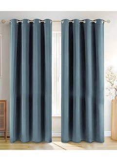 MAXQON Premium Quality Blackout Curtain 1-Piece Large Size (140x270cm) for Bedroom | Living Room, Color Pearl Blue  - Image 3