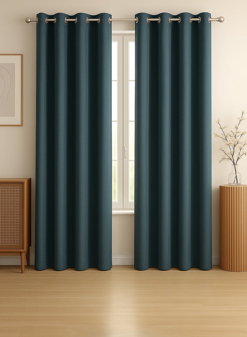 MAXQON 1-Piece Premium Quality Blackout Curtain Extra Large Size (140x270cm) for Bedroom | Living Room, Color Pearl Blue  - Image 3