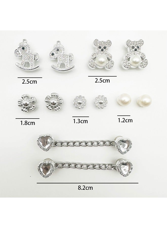 12 PCS Bling Shoe Charms, Pearl Diamond Chain Shiny Little Bear Charms Decoration, Favors Gifts for Birthday Party - Image 2
