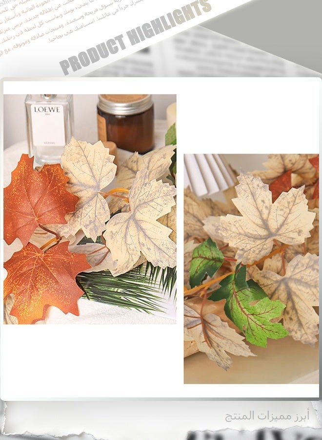 Artificial Autumn Fall Garland Maple Leaves Vine, 6.9ft (175cm) Thanksgiving Halloween Decoration with Pumpkins, Rustic Faux Foliage for Home Fireplace Table Mantel - Image 3
