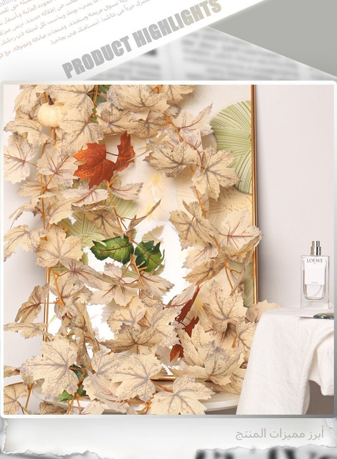 Artificial Autumn Fall Garland Maple Leaves Vine, 6.9ft (175cm) Thanksgiving Halloween Decoration with Pumpkins, Rustic Faux Foliage for Home Fireplace Table Mantel - Image 5