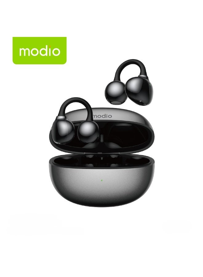 modio Open-Ear Wireless Ear Clip Earbuds, Bluetooth 5.3, Lightweight, Touch Control, Long Battery Life – Black - Image 1