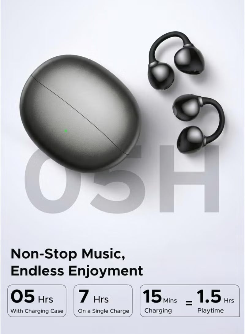 modio Open-Ear Wireless Ear Clip Earbuds, Bluetooth 5.3, Lightweight, Touch Control, Long Battery Life – Black - Image 2