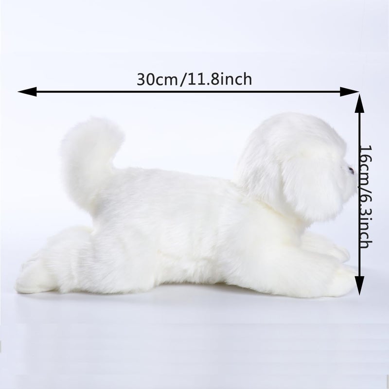 CU-MATE Realistic Plush Maltese Dog, Stuffed Animal Puppy Dog Toys for Girls Boys Birthday, White, 14inch - Image 5