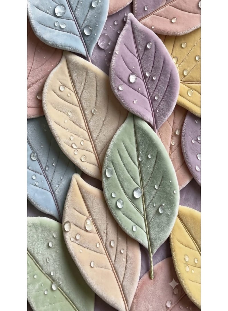 Premium 7D Carpet Alternative, 3D Leaf & Dewdrop Design in Soft Pastels, Washable & Anti-Slip - Size 180x280 cm - Image 4