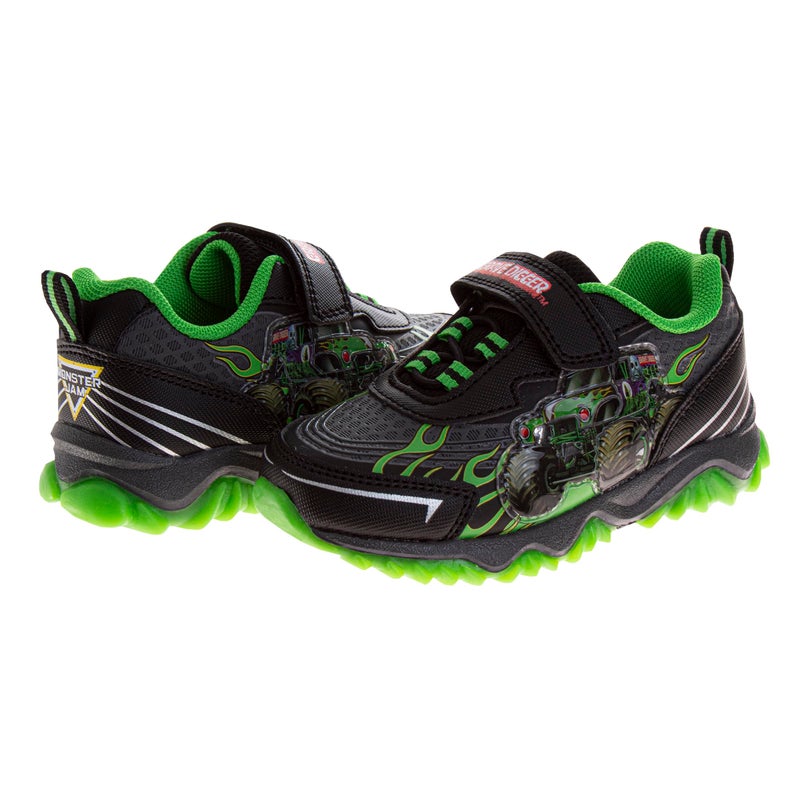 Josmo Kids Monster Jam Grave Digger LED Light Up Shoes Megalodon Monster Truck Shoes for Boys El Toro Loco Black Green (Size 6 Toddler) - Image 4