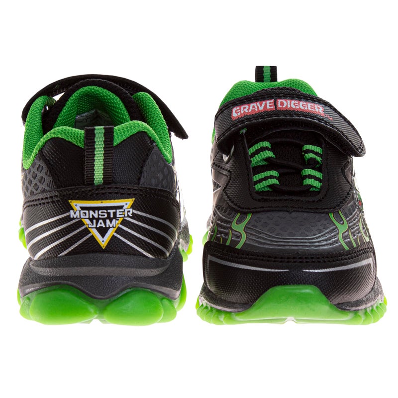 Josmo Kids Monster Jam Grave Digger LED Light Up Shoes Megalodon Monster Truck Shoes for Boys El Toro Loco Black Green (Size 6 Toddler) - Image 3
