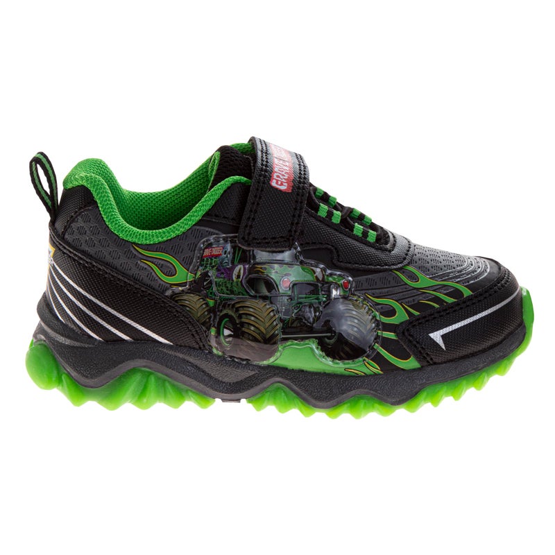 Josmo Kids Monster Jam Grave Digger LED Light Up Shoes Megalodon Monster Truck Shoes for Boys El Toro Loco Black Green (Size 6 Toddler) - Image 2