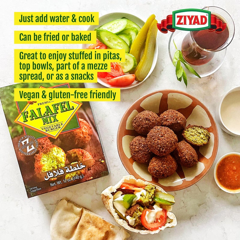 Ziyad Falafel Dry Mix, Gluten-Free, Vegan, Non-GMO, No Additives, No Preservatives, Great for Making Veggie Burgers and Snacks, 12oz (Pack of 6) - Image 3