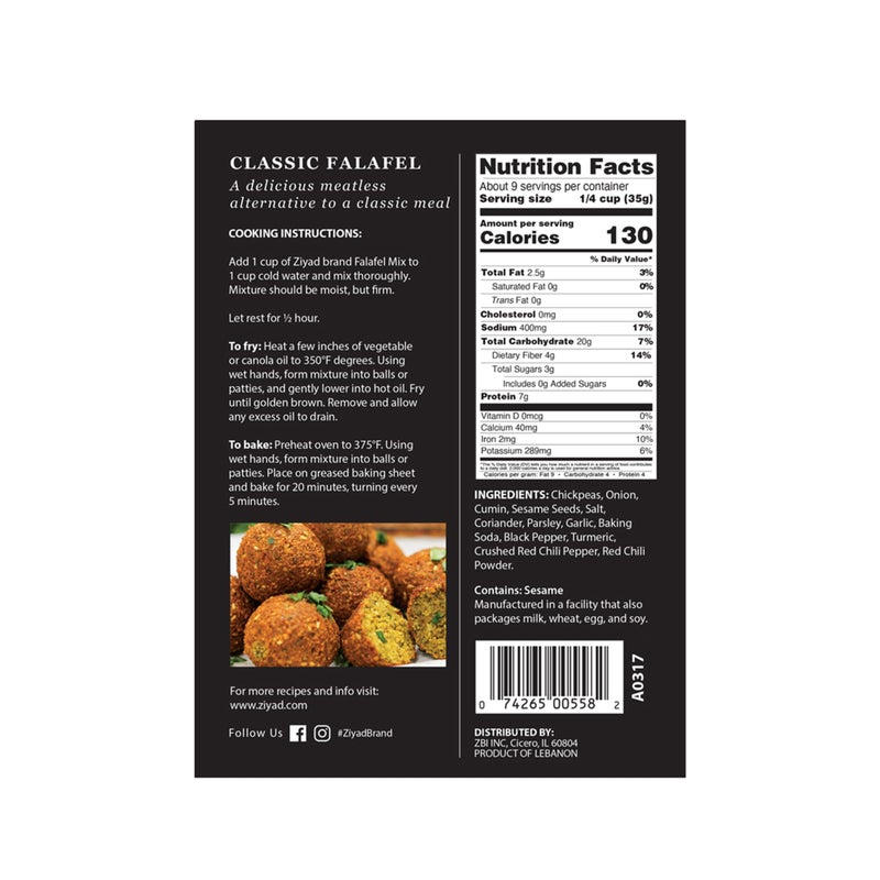 Ziyad Falafel Dry Mix, Gluten-Free, Vegan, Non-GMO, No Additives, No Preservatives, Great for Making Veggie Burgers and Snacks, 12oz (Pack of 6) - Image 4