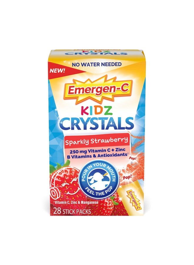 Emergen-C Emergen-C Kidz Crystals, On-The-Go Immune Support Supplement with Vitamin C, B Vitamins, Zinc and Manganese, Sparkly Strawberry - 28 Stick Packs - Image 1