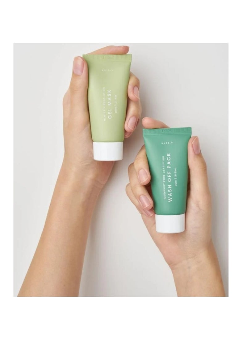 AXIS-Y - Mask Now Glow Later Mask Duo Set Clay Mask Gel Mask Mugwort Mask Skincare 30ml - Image 1