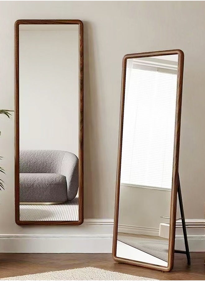 fashionhome Multipurpose Use Rectangular Shape Design Full Length Mirror Standing Hanging or Leaning Against Wall Large Bedroom Floor Mirror Dressing Mirror Wall-Mounted Full Body Mirror Round Corner Durable Wood Frame with Iron U-Bracket Support Decorative Mirror for Living Room Home Shops 50x160 cm  - Image 5