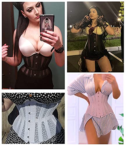 SHAPERX Women 24 Double Steel Boned Longline Heavy Duty Waist Training Corsets Body Shaper,SZ1971-Black-L - Image 5