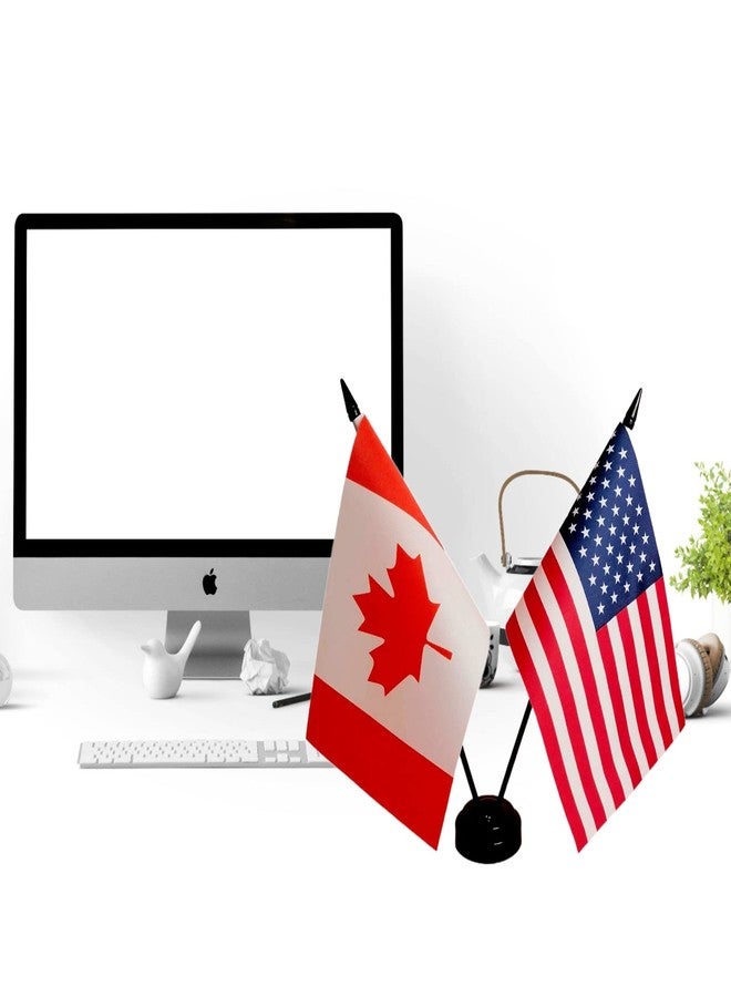 Zigvert Canada USA Friendship Flag - Twin Table Flag on Stand Base, Perfect for Offices, Families, and Conference Rooms - Image 2
